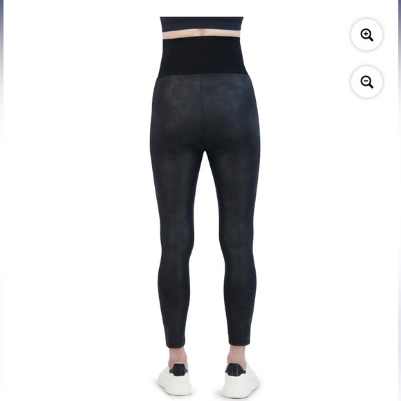 Time and Tru Black Maternity Faux Leather Leggings - Picture 5 of 14